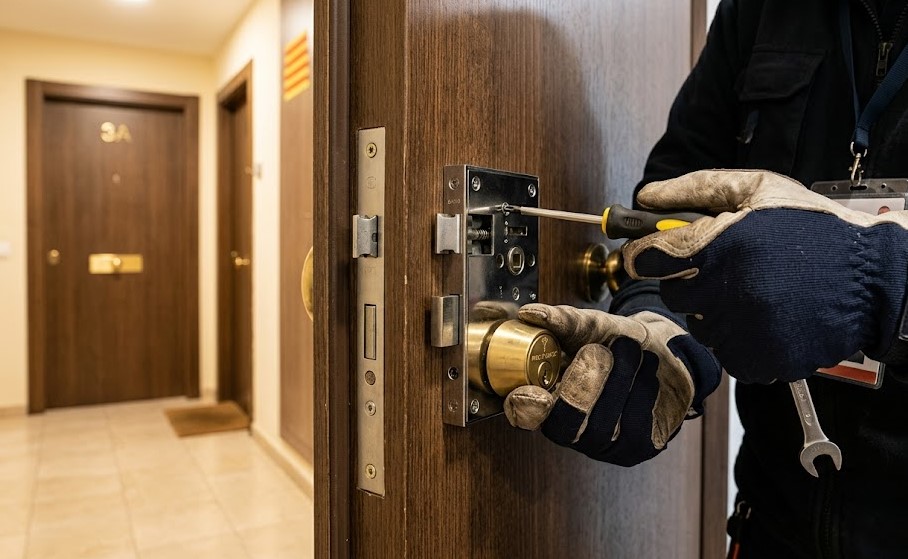 Instalación de cerradura anti-bumping de alta seguridad en un piso de Santa Eugenia, Girona