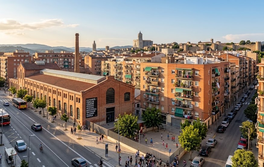 Vista del entorno urbano y los bloques de pisos en el barrio de Santa Eugenia, Girona